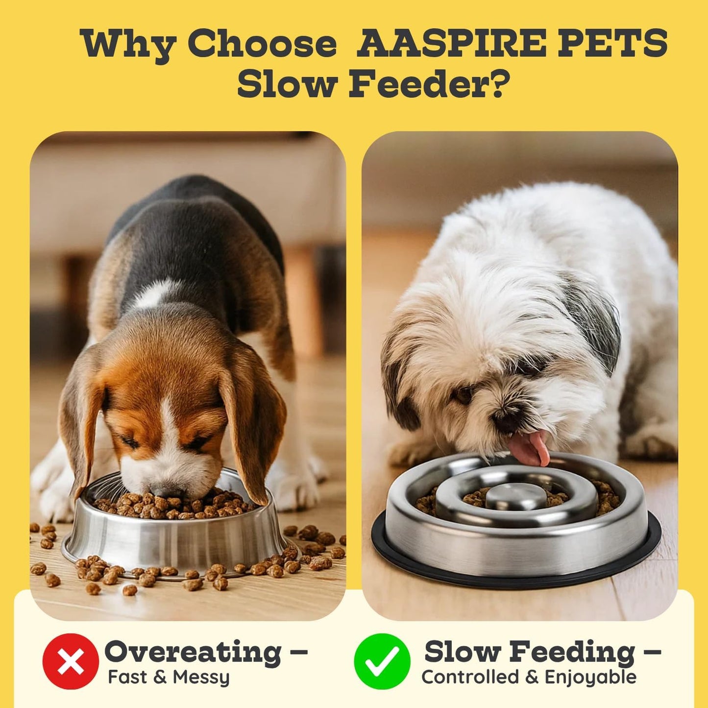 9.5 oz Slow Feeder Dog Bowls, 1 Cup Capacity Spiral Style Stainless Steel Small Dogs & Cats Food Dishes for Fast Eaters, Nonslip Durable Feeding Puzzle Bowl | Slo Down Eating for 10–35lbs