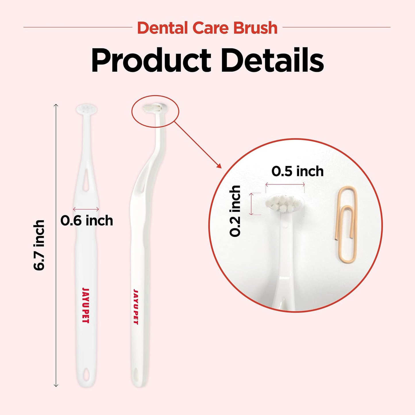 JAYU PET Dental Care Brush (Soft Bristles) 1ea - Dog Toothbrush, Cat Toothbrush, Dental Care for Kitten and Small Dogs, Removing Old Plaque and Tartar, Cat Teeth Brushing & Easy Cleaning