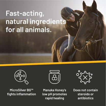 Absorbine Silver Honey Rapid Wound Repair Ointment 2oz Tube, Manuka Honey + MicroSilver BG, Horse & Large Animal Wound Care
