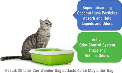 Coconut Husk Cat Litter – Lightweight, Natural & Non-Clumping - Coconut Coir Litter for Cats, Pets & Chicken Coops - Low Dust, Activated Charcoal Odor Control, Biodegradable