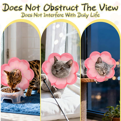 EXPAWLORER Cat Cone Collar Soft, Cat E Collar Recovery After Surgery to Stop Licking, Adjustable Waterproof Cute Neck Elizabethan Pet Kitten Puppy Donut Pillow for Cats Puppy Wound Healing, PinkL