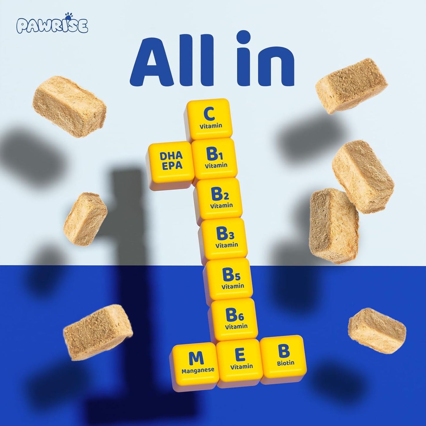 Freeze-Dried Dog Multivitamin – Probiotics, Glucosamine, Omega-3, Vitamins & Minerals for Immune, Joint, Skin & Coat Support – 200 Chews