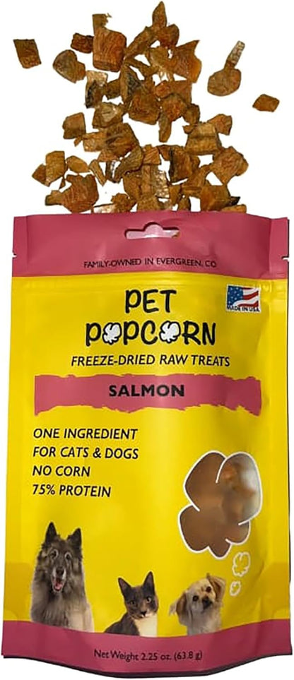 Freeze-Dried Raw Treats - Salmon - 2.5oz Bag, Dog & Cat Snacks, Single Ingredient, Natural, Pet Food Topper-Reward, Protein‑Packed Fish
