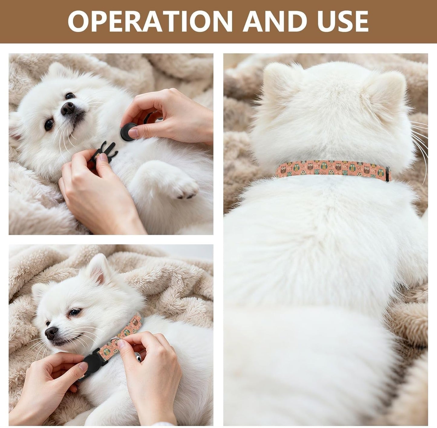 Cute Owls Animals Print Dog Collar with Buckle Adjustable 2 Pack Pet Polyester Collar for Small Dogs Cats