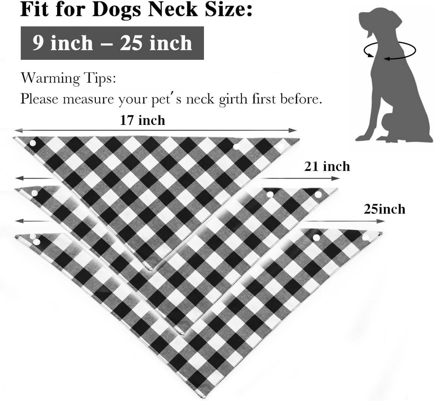 Christmas Plaid Dog Bandana with Button, Fall Dual Layer Scarf Soft Cotton Triangle Bib Girls and Boys Kerchief Adjustable Accessories for Small Medium Large Extra Large Dog Puppy Pet Cat