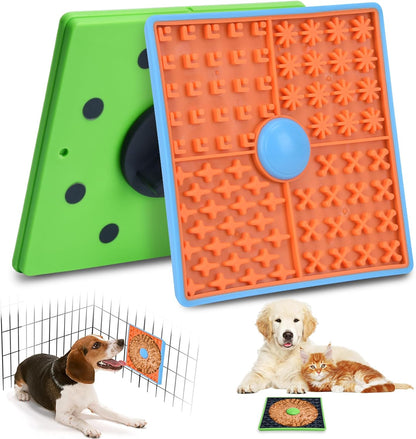 Lick Mat for Dogs Crate, Lick Mat for Dog, Dog Peanut Butter Lick Pads, Crate Training Aids for Puppies Slow Food Licking Pad(1 Pack, Orange)