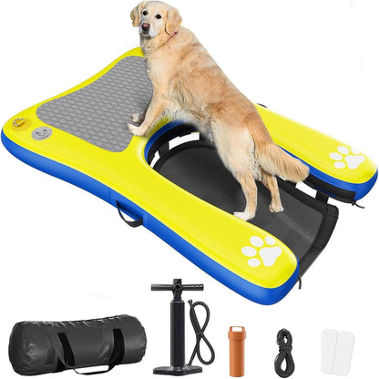 Inflatable Dog Pool Ramp Floats for Large Dogs Up to 240 lbs, 60"x 40" Dog Water Boat Ramp Ladder with Non Slip Step | Heavy Duty Dogs Dock for Inground Above Ground Pool, Lake, River