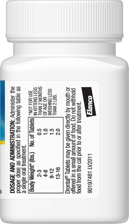 Elanco Drontal Broad Spectrum Cat and Kittens Dewormer for tapeworms, hookworms, roundworms. | 50 Tablets