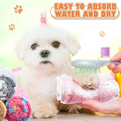 Chumia 18 Pcs Fleece Pet Blanket Soft Warm Sleep Mat Fluffy Cute Puppy Supplies Paw Bone Star Elephant Dot Heart Print Design Bed Blankets for Dog Cat Kitten Animals (41 x 30 Inch,Sweet)