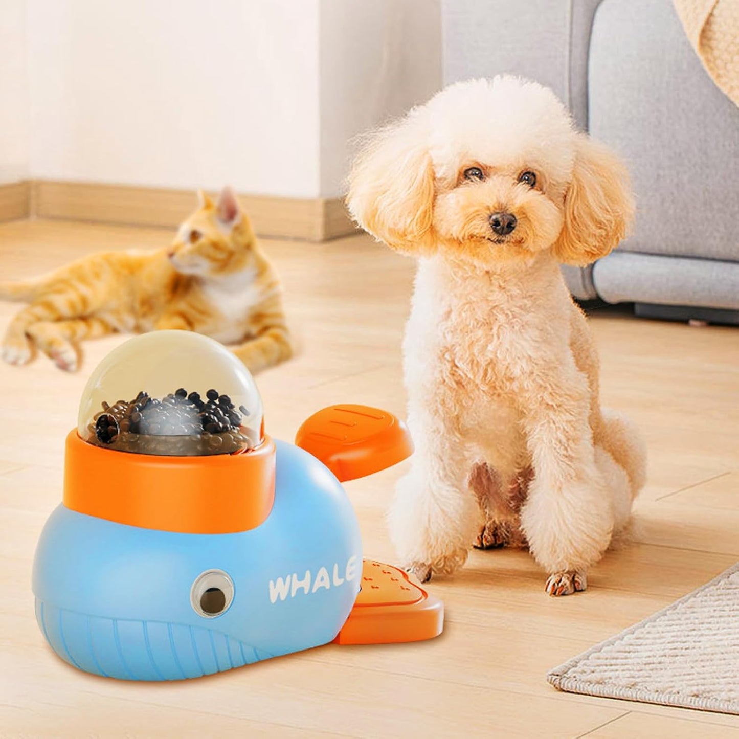 Interactive Slow Feeder for Small Dogs and Cats, Food Puzzle Slow Feeder Toy Duck, Dog Enrichment Toys Treat Dispenser with Button, Exercise Small Animal Bowls