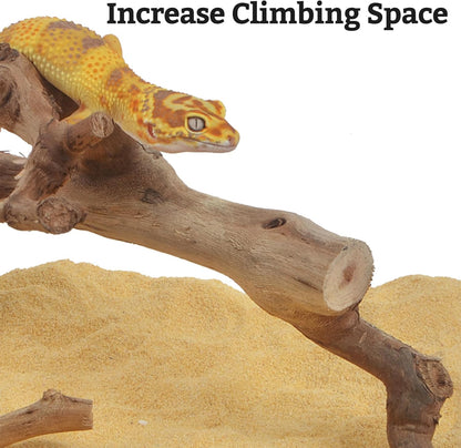 VCEPJH Snake Climbing Branch, 2Pcs Reptile Wood Natural Cork Log and 4 Pcs Reptile Plants, Climbing Wood Branch Terrarium Hanging Fake Plant Leaves for Snake Leopard Gecko Lizard Chameleon