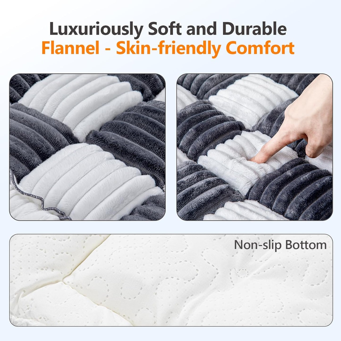 Back Seat Pet Bed Mat, Dog Car Bed for Large Dogs, Deluxe Plush Travel Beds with Anti-Slip Bottom, Custom Fit for Backseat Extenders and Seat Covers (Gray+White)