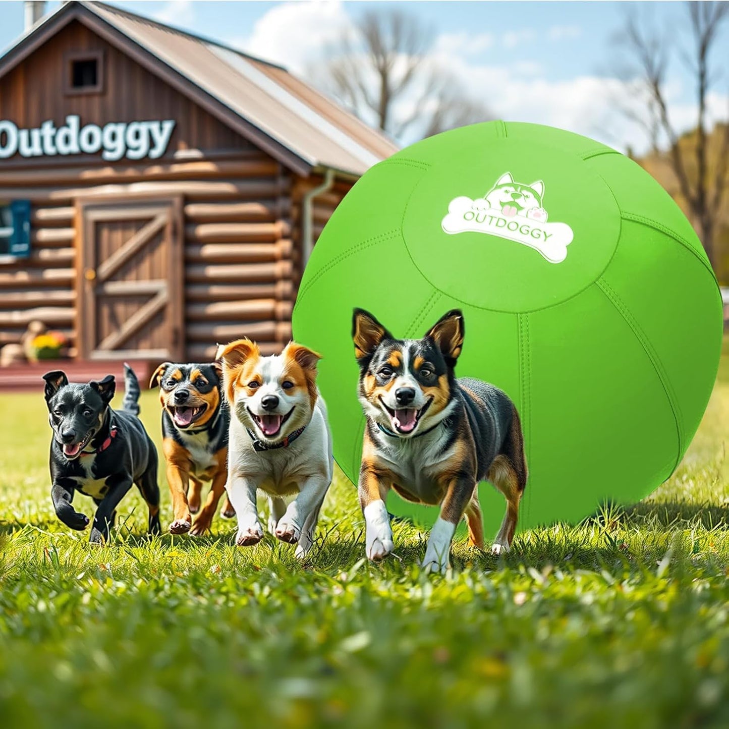 Herding Ball for Dogs 18 Inch - Dual-Layer Heavy Duty Herding Ball for Australian Shepherds, Border Collies & Corgis | Outdoor Herding Toy for Small/Medium Dogs - Backyard Training and Play - Green