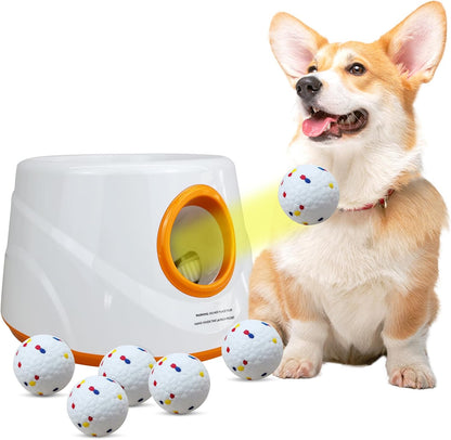 Automatic Ball Launcher for Dogs with 6pcs 2.3 Inch Etpu Tennis Balls,Thrower Distance 20-45ft,interacive Dog Toys for Indoor/Outdoor for Small Or Medium Dogs