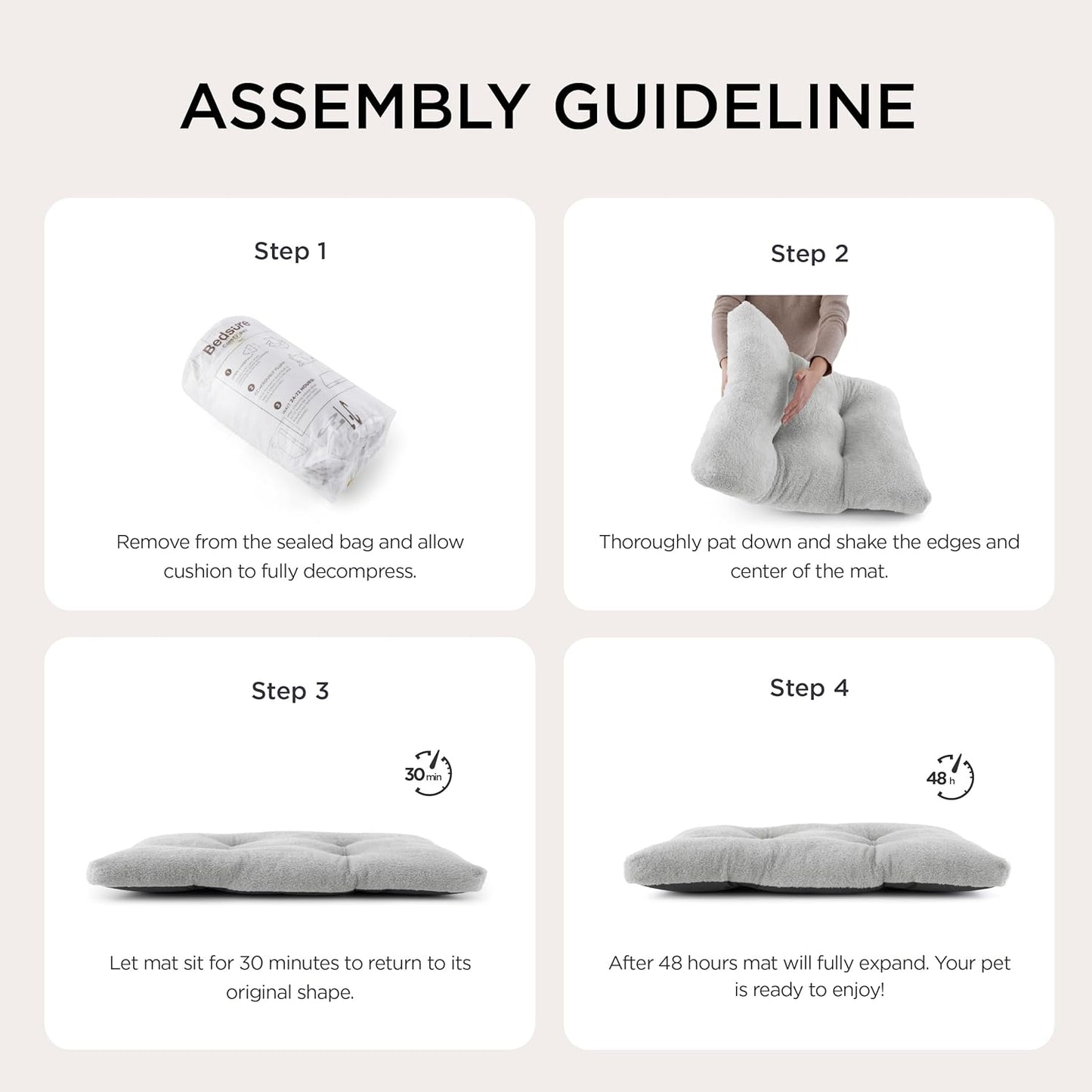 Bedsure Washable XXL Dog Bed for Crate, Giant Comfort Fluffy Plush Pet Pillow Bed Kennel Pad with Non-Slip Bottom, Machine Washable Pet Sleeping Mat for Jumbo, 47"x29", Brown