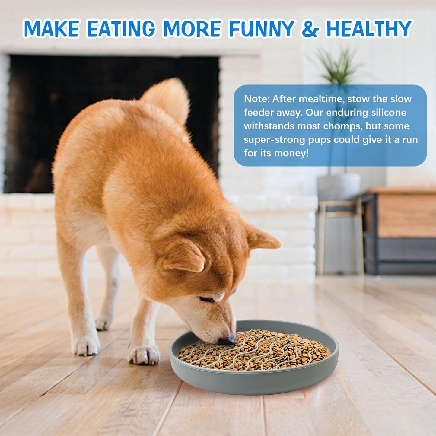 Fhiny Slow Feeder Dog Bowl, Silicone Dog Puzzle Bowl Slow Feeder Puppy Bowls Slow Eating Modern Lick Mat Design Dishwasher Microwave Fit for Fast Eaters, All Small Medium Dogs Puppy Doggy (Grey)