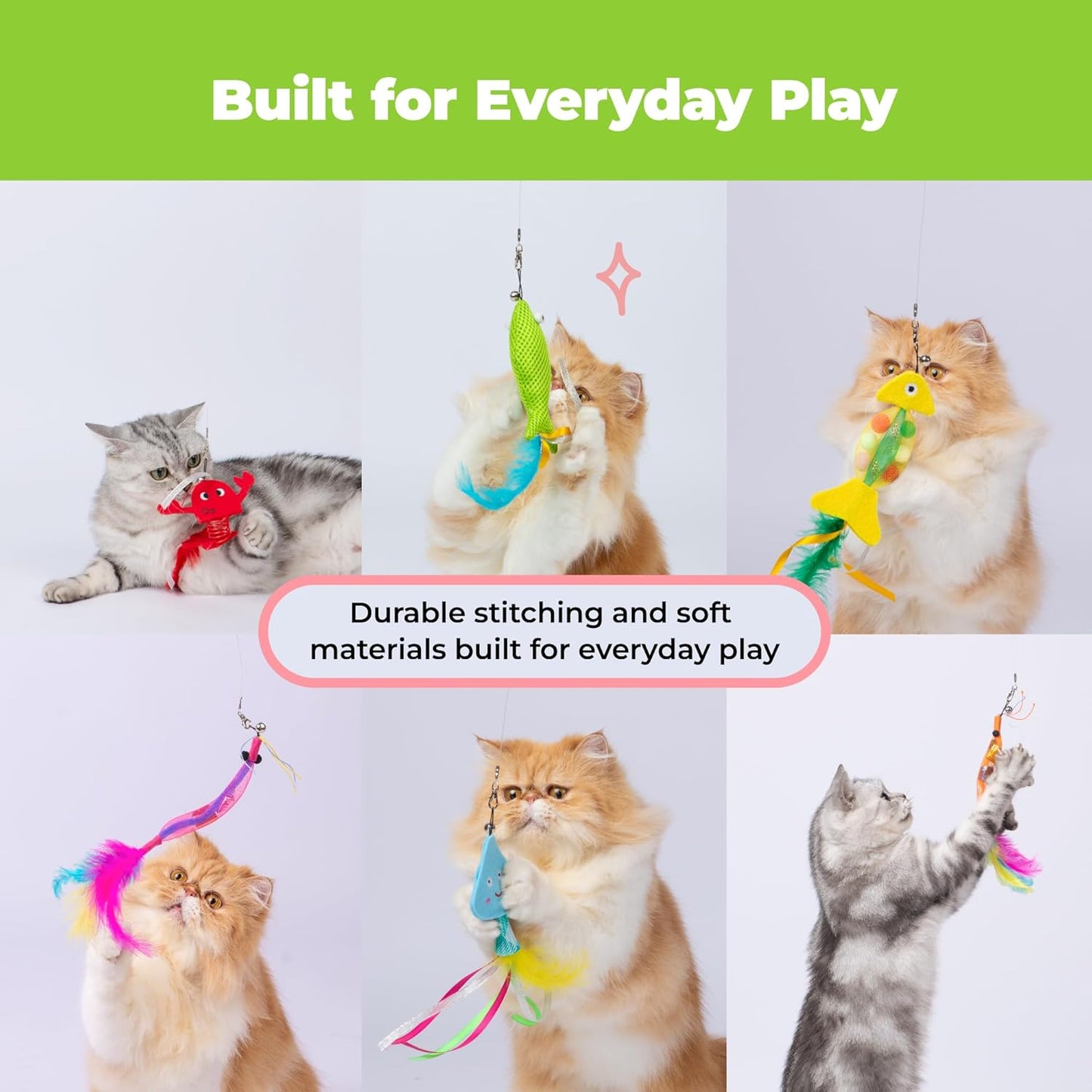 Best Pet Supplies Catify Fluffy Fish Cat Toy – Soft Plush Catnip Toy for Indoor Cats & Kittens, Crinkly Tail & Feather Details, Lightweight for Batting & Carrying, Durable & Pet-Safe Fabric