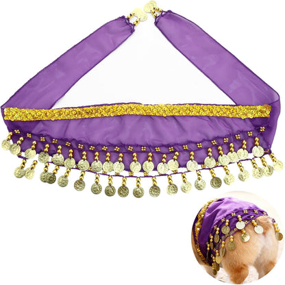 Dogs Belly Dancer Skirt, Waist Chain Hip Curtain Clothes Bling Dance Scarf for Corgis Belly Skirt Dog Dancer Costume with Sequin Puppy Hip Shaking Dance Clothes Decoration Pet Costumes