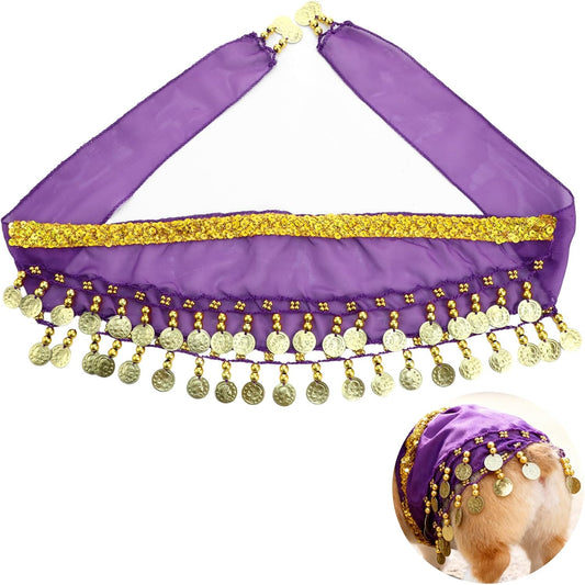 Dogs Belly Dancer Skirt, Waist Chain Hip Curtain Clothes Bling Dance Scarf for Corgis Belly Skirt Dog Dancer Costume with Sequin Puppy Hip Shaking Dance Clothes Decoration Pet Costumes