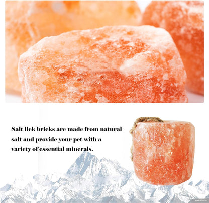 kathson Himalayan Salt Lick Salt Block on Rope for Horse Animals Mineral Salt Licks Natural Pink Licking Salt for Horses Deer Cattle Sheep and Other Livestock (2 Pcs,4.8-6.6 lbs)