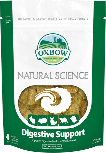 Oxbow Natural Science Digestive Support, High Fiber Supplement for Rabbit & Guinea Pig, Made with Timothy Hay, Includes Chicory Root, Ginger Root, Chamomile, Made in USA, 4.2 oz Bag