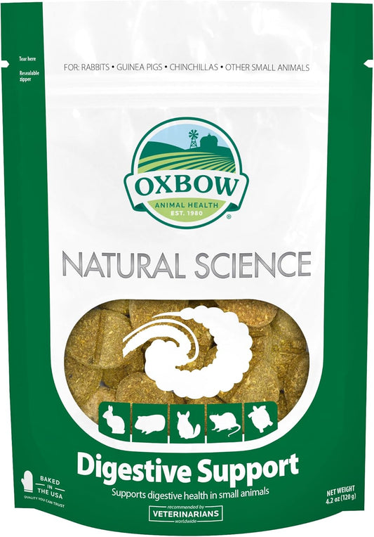 Oxbow Natural Science Digestive Support, High Fiber Supplement for Rabbit & Guinea Pig, Made with Timothy Hay, Includes Chicory Root, Ginger Root, Chamomile, Made in USA, 4.2 oz Bag