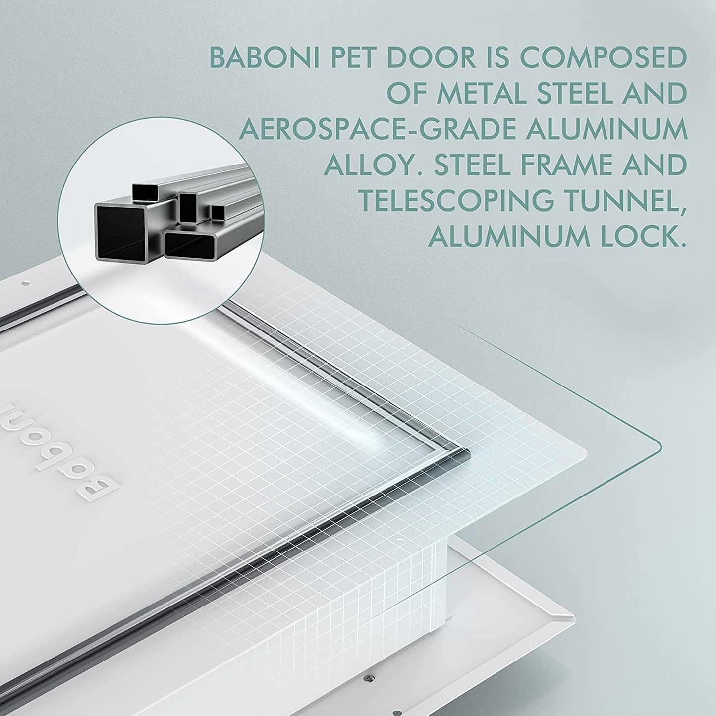 Baboni Pet Door for Wall,3-Flap,Steel Frame and Telescoping Tunnel, Aluminum Lock, Double Flap Dog Door and Cat Door, Strong and Durable (Pets Up to 100 Lb) -Large