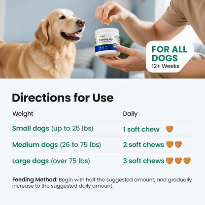 Probiotics Supplement Chews for Dogs, Support Digestive and Gut Health, with Prebiotics & Enzymes for Diarrhea and Upset Stomach Relief, Chicken Flavor 100ct