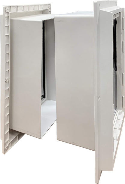 Ideal Pet Products Wall Entry Pet Door Double Flap for Walls with Built-in Telescoping Tunnel and Lock-Out Slide, Extra Large, White