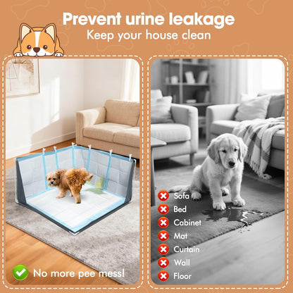 Dog Pee Pad Holder with High Walls, Portable Dog Litter Box for Inside Potty, Splash-Proof No Spill Pee Shield Pad Holder Tray for Puppies Small and Medium Dogs (Grey, Only Pee Pad Holder)