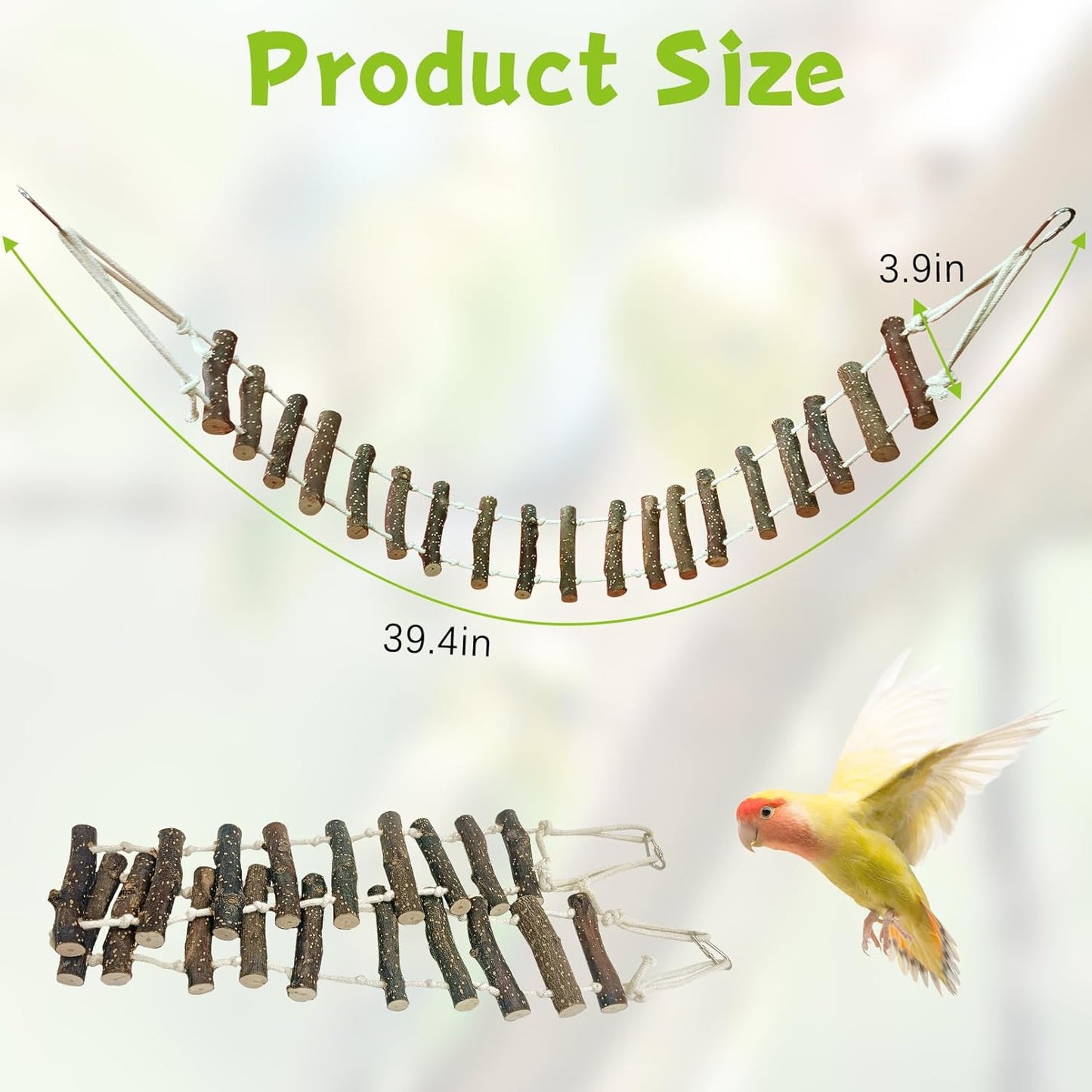BNOSDM Wooden Long Bird Ladders and Parrot Hang Nest for Birds