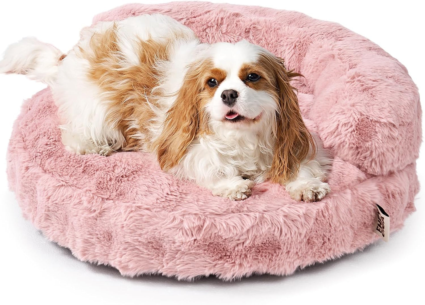 EHEYCIGA Small Dog Bed and Cat Couch - Fluffy Faux Rabbit Fur Pet Sofa with Washable Removable Cover, Waterproof and Non-Slip, 26 Inch, Pink
