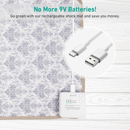 DOGNESS Rechargeable Pet Shock Mat, 59"x15" Safe Cat Repellent Mat Electronic Training Pads Keep Dogs and Cats Off Couch, Bed, Indoor Cat Deterrent Mat (Elegant Printing)