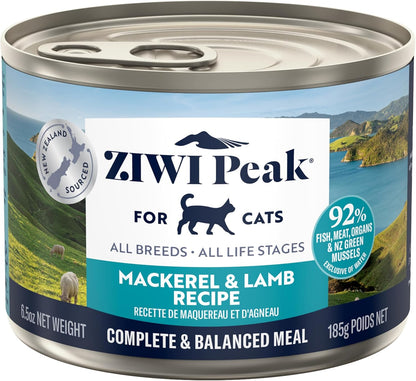 ZIWI Peak Wet Cat Food – All Natural, High Protein, Grain Free, Limited Ingredient, with Superfoods (Mackerel & Lamb, Case of 12, 6.5oz Cans)