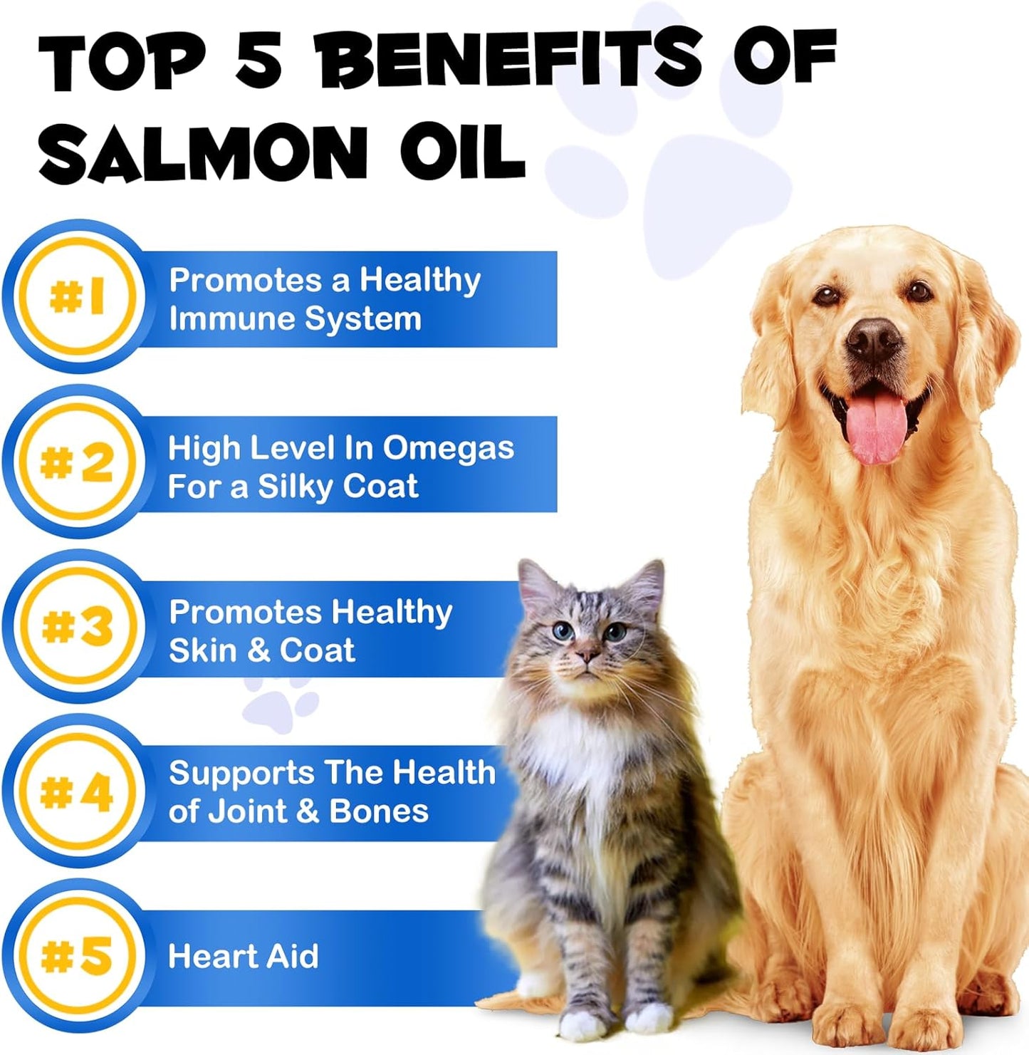 2PCS Alaskan Salmon Oil for Dogs & Cats - Pure Omega 3 Fish Oil with Omega 6 Fatty Acids, EPA & DHA - Anti-Inflammation for Dogs Skin and Coat - Natural Pet Joint, Immune, Brian & Heart Supplement
