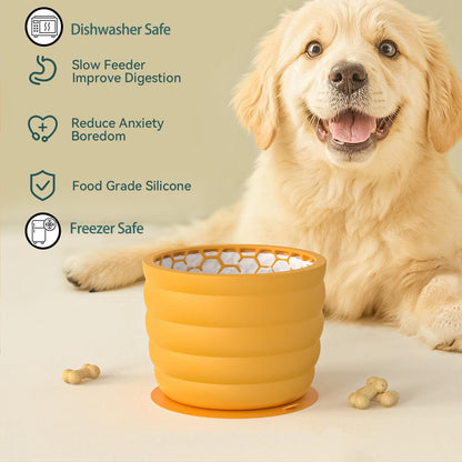 Slow Feeder Bowl for Dog, Silicone Dog Lick Bowl for Fast Eater,Anxiety Relief Dog Feeding Bowls,Non-Slip Anti-Choking Interactive Slow Eating Dog Lick Mat for Small Medium Large Breed Dog Cat