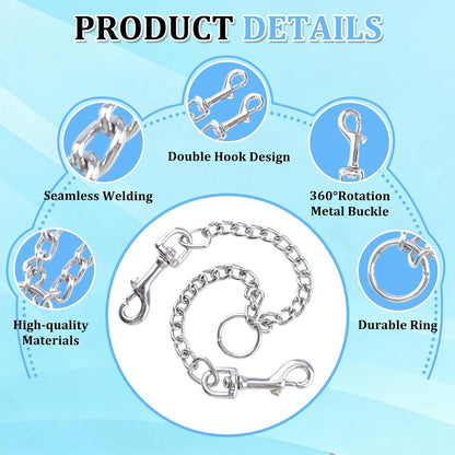 Double Dog Leash Coupler-360°Swivel,1 PCS No Tangle Walking Metal Leash with Shock Absorbing Bungee for Outdoor Walk Train Small Medium Pet(50cm/19.69in,Silver)