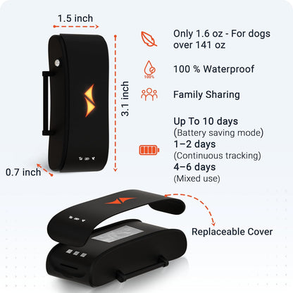 PAJ GPS Dog Tracker - 4G Real-Time Tracking & Runaway Alerts - Waterproof, Long-Range, Smart App Monitor Health & Activity - Fits Any Collar, Mini Device Navigator Chip - Subscription Required - Black