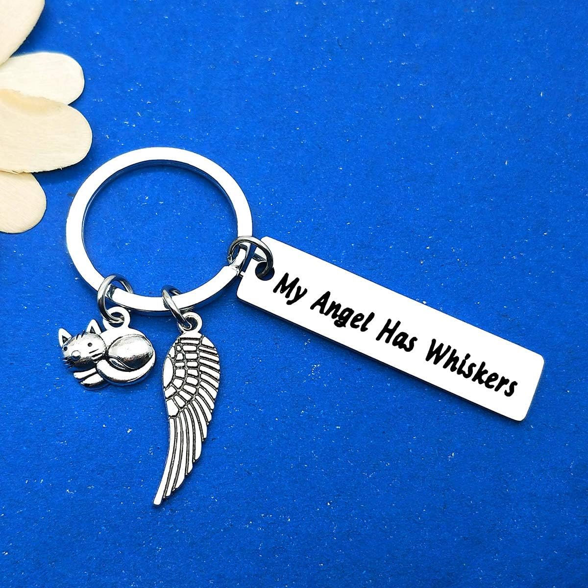 Dabihu Pet Memorial Gift Loss of Cat Keychain Sympathy Jewelry Has Whiskers Keyring In Memory of Cats Pet Sympathy Gift for Cat Lover Family Friends Remembrance Gifts