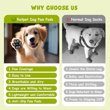 Dapaw Dog Paw Protector Pads, Anti-Slip Paw Grip for Senior & Injured Dogs on Hardwood & Tile Floors, Paw Stickers for Hot Pavement with Strong Traction (5 Sets, 20 Pcs) XXXL