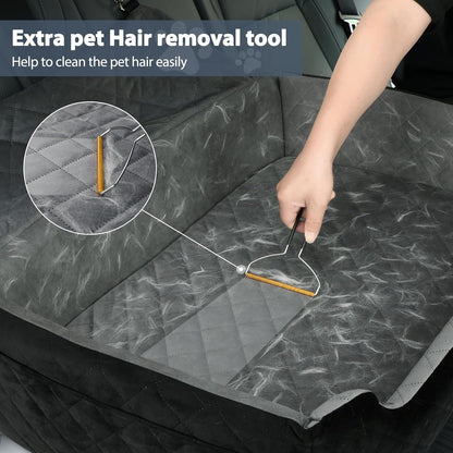 Dog Car Seat for Medium Large Dogs Under 55lbs, Detachable and Washable Dog Booster Seats with Thick Cushion, Pet Travel Bed for Car with Storage Pockets and 2 Safety Belts