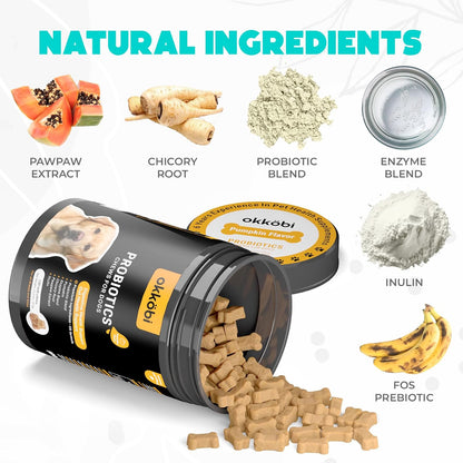 Probiotics for Dogs Chews 150PCs - Digestive, Gut Health & Diarrhea Support - Probiotic Chews for Dogs - Vet Approved US Formula with Dog Probiotics, Enzymes & Natural Ingredients - Pumpkin