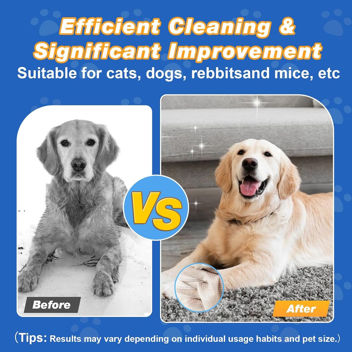 Pet Glove Wipes for Dogs and Cats, Deodorizing and Cleaning Gloves, Hypoallergenic Coconut Oil Grooming Wipes, Individually Wrapped Dog Bath Wipes, for Pet Dry Cleaning, Daily Care and Travel, 18 Pcs