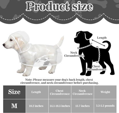 2pcs Dog Rain Poncho for Small Dogs Waterproof Dogs Raincoat with Hidden Leash Hole Adjustable Snaps Small Dog Raincoat Pet Hooded Cape for Bichon Poodle 4-8lbs