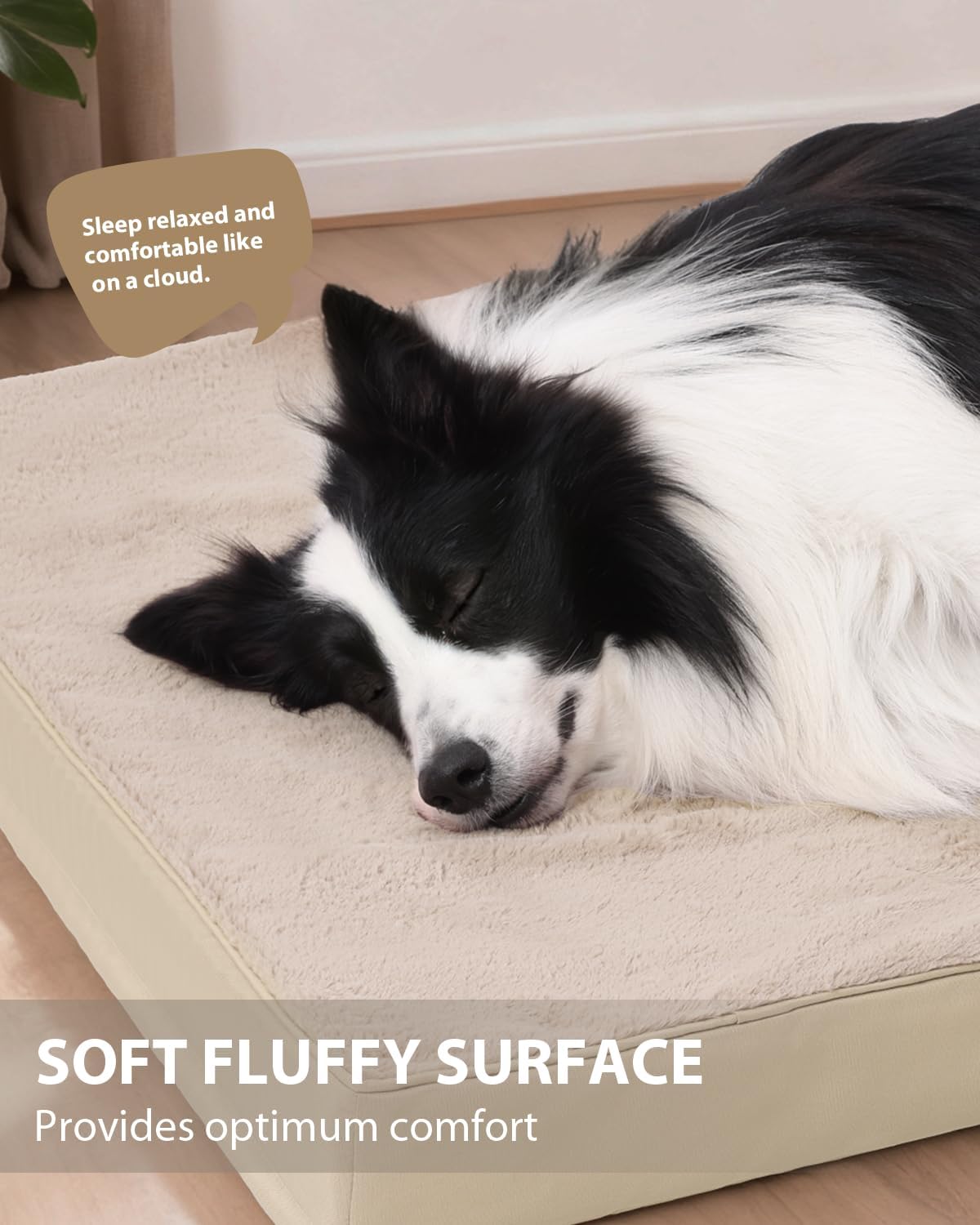KSIIA Orthopedic Dog Bed Crate Waterproof Pet Mats for Large Dogs Deluxe Plush Washable Pet Bed with Egg Crate Foam & Removable Cover, 41 x 27 Inch, Khaki