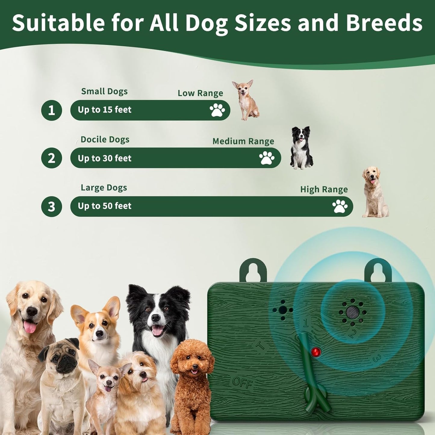 Anti Barking Devices for Dogs, 50FT Ultrasonic Dog Bark Control Devices with 4 Modes, Ultrasonic Dog Deterrent Bark Box Sonic Dog Barking Deterrent Devices for Indoor/Outdoor Dog Use