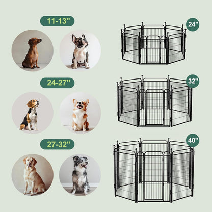 Gardner Pet Dog Playpens, 24" H 8 Panels Dog Pen Outdoor/Indoor Dog Fence Exercise Pen for Small/Medium Dogs, Foldable Pet Play Yard Gate with Gravity Automatic Lock, Pet Playpen, Black