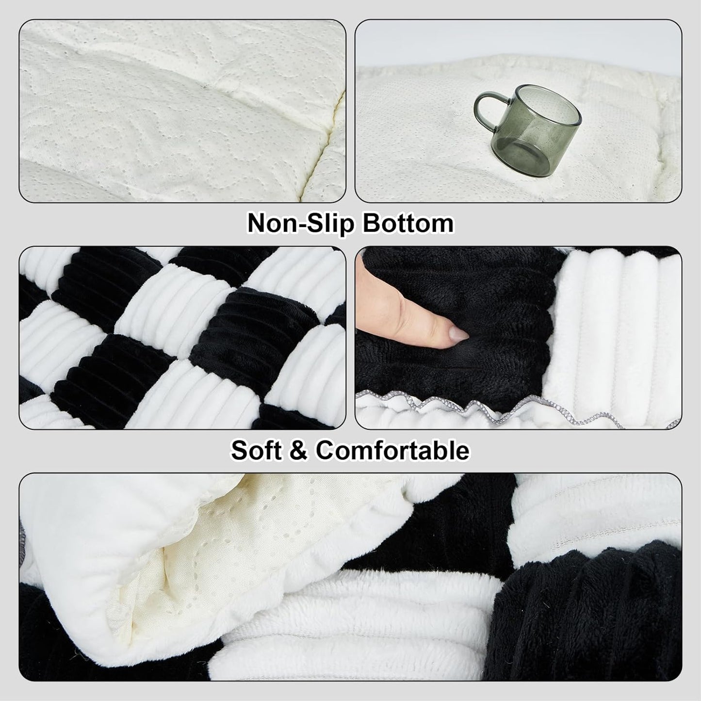 Backseat Pet Bed Mat Non-Slip Dog Car Seat Cover Scratch Chew Resistant Dog Blanket for SUVs, Trucks & Sedans 23" x 51" Easy Clean Comfortable Car Travel Pet Pad, Black and White