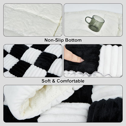 Backseat Pet Bed Mat Non-Slip Dog Car Seat Cover Scratch Chew Resistant Dog Blanket for SUVs, Trucks & Sedans 23" x 51" Easy Clean Comfortable Car Travel Pet Pad, Black and White