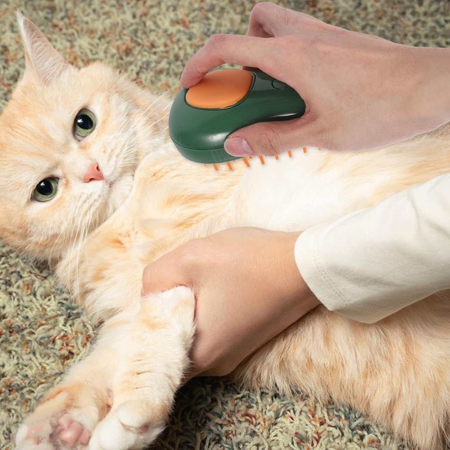 Mikikit 4-In-1 Avocado Shape Cat Steam Brush Self- pet Bathing Tool with Massage Comb for Indoor Cat Grooming and Fur Care